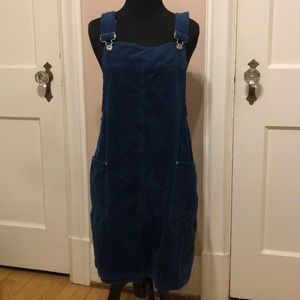 Vintage blue corduroy overall jumper dress